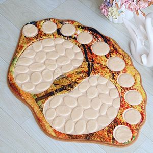 Voeten Vormige Mat Flanel Tapijt Badkamer Mat Antislip 3D Pebble Voetmassage Pads Absorberende Deurmat Wc Tapijten Bad mat Vloer