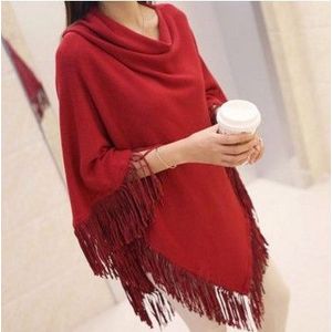 Laipelar gebreide vesten voor vrouwen mode onregelmatige slanke fringe lange vest vrouwelijke winter trui sjaal cloak jas tops