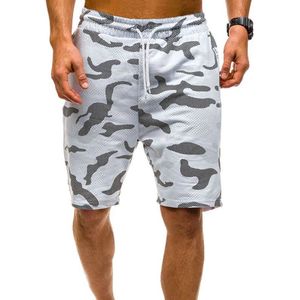 Heren Camouflage Gedrukt Shorts Elastische Taille Trekkoord Fitness Slanke Gym Sport Korte Broek Mannen Camo Zomer Shorts