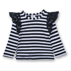 Cathery Baby Meisje Kleding Gestreepte Kant Met Lange Mouwen Pasgeboren T-shirt Outfit Blouse Kleding Baby Peuter T-shirt Tops