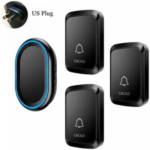 Cacazi Home Draadloze Intelligente Deurbel Led Nachtlampje 300M Remote Waterdichte 3 Knop 1 Ontvanger Draadloze Bel Ons Eu uk Plug