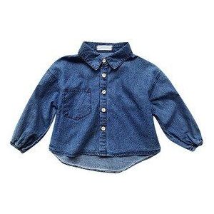 Baby Meisje Denim Shirt Mode Herfst Peuter Leuke Turn-down Kraag Toevallige Jas Kinderen Lange Mouwen Cowboy Blouse 2-7 jaar Tees