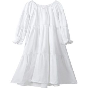 Babyinstar Katoen Wit Nachthemd Voor Meisjes Peuter Kinderkleding Taart Prinses Lange Jurk Pyjama Voor 3-10Years Oude