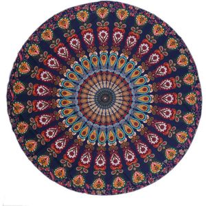 Yoga Mat Deken Mandala Strandlaken Indian Grote Lotus Afdrukken Ronde Kwastje Wandtapijt Totem Deken Vloer Pad Voor Decoratieve