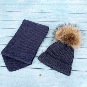 mode gebreide kinderen solid winter katoen caps Sjaal, hoed en Handschoen Sets warm en comfortabel masker ski hoeden voor meisje pompoms