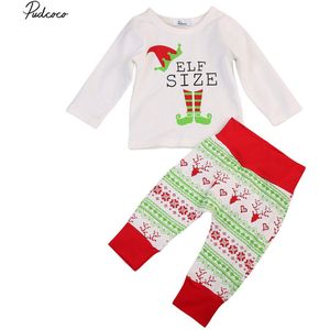 Babies 2 STKS Xmas Kleding Set Pjs Sets Leuke Baby Jongetje Meisje T-shirt Tops Broek Baby Kerst Outfits Kleding 0-24 M