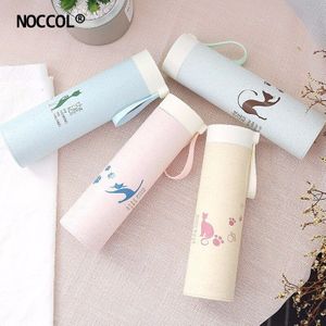 NOCCOL Dames Print Kat Glas Water Flessen Koreaanse Mode Tarwe Stro Plastic Glas Melk Koffie Botella De Agua