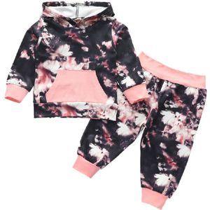 Baby Spring Autumn Clothing Children Suits Baby Boys Girls Cotton Long Sleeve Splice Tie-Dye Print Hoodie+Pants Set 2Pcs Outfits