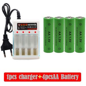 100% Aa Oplaadbare Batterij 4000Mah 1.5V Aa Alkaline Oplaadbare Batery + Aa Charger