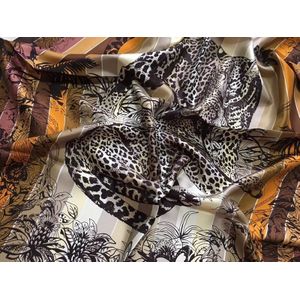 Leopard Gedrukt 100% Zijden Sjaal Wraps Vierkante 35