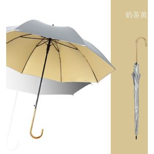 Vrouwen Zonnige En Regenachtige Dual-Purpose Paraplu Titanium Zilver Lange Handvat Semi-Auto Paraplu Zonnebrandcrème En Uv-bescherming paraplu