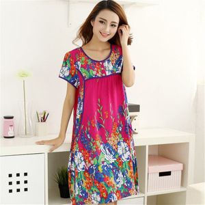 Womens nightgowns katoen zijde nachtkleding zomer jurk casual losse nachthemd vrouwelijke nacht shirt vrouwen nachtkleding sleepshirt