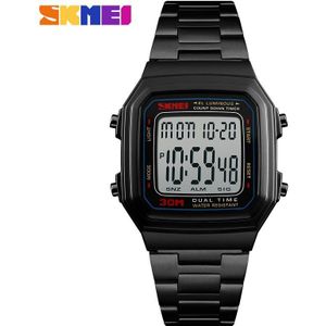 Skmei Sport Heren Horloges Digitale Horloge Countdown Waterdichte Rvs Led Horloges Relogio Masculino 1337