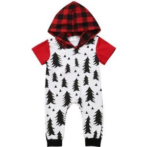 Leuke Pasgeboren Baby Jongens Meisjes Kerstboom Hooded Korte Mouwen Katoenen Romper Jumpsuit Kleding