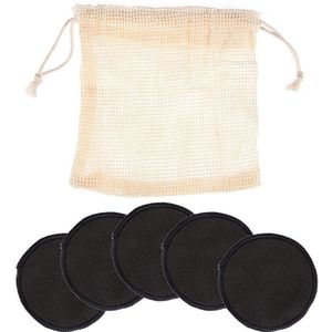 5 Stks/zak Herbruikbare Bamboe Katoen Make Up Remover Pad Make Up Wasbaar Rondes Gezichtsreiniging Pads Draagbare Met Waszak