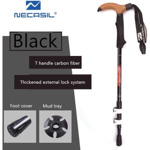 Treking Pole Ultralight Carbon Fiber 3 Sectie Bergstokken Tungsten Steel Tip Bergbeklimmen Stok Wandelen Wandelstok