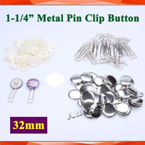 1-1/4 &quot;32mm 100 Sets Metalen Pin Note Clip Knop Bladwijzer Haar Pro Alle Stalen Badge Knop maker Metal Speld Supply Materialen