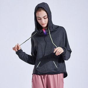 De Losse Passende Casual Hooded Sport Top Met Rits Lace-Up Blouse Voor Vrouwen Running Jas en Gym Jurk Is Lang