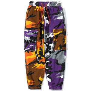 Streetwear Harem Jogger Broek Mannen Camouflage-Side Pocket Linten Heren Joggers Katoen enkellange Cargo Pannen Man