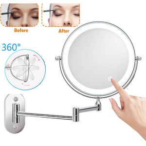 Wandmontage Badkamer Spiegel Led Make-Up Spiegel 10X Vergroting Verstelbare Cosmetische Spiegel Muur Spiegels Touch Dimmen Spiegels