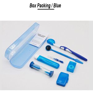 8Pcs/Set Dental Care Orthodontic Tools Kits Oral Hygiene Toothbrush + Interdental Brush + Mouth Mirror + Floss + Protective Wax