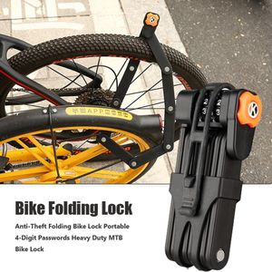 Anti-Diefstal Vouwfiets Slot Draagbare 4-Digit Wachtwoorden Heavy Duty Mtb Fietsslot Met 8 Hoge Veiligheid geharde Metalen Gewrichten