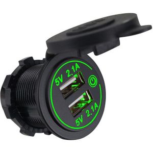 Autolader, dual Usb Car Charger Adapter Stopcontact 12V-24V Led Voltmeter Voor Auto Boot Marine Motorfiets Mobiele telefoon