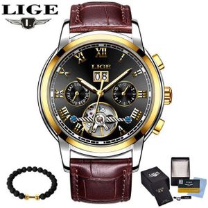 LUIK mannen Skeleton Horloge rvs Antieke Steampunk Casual Automatische Mechanische Horloges Mannelijke Heren Horloge