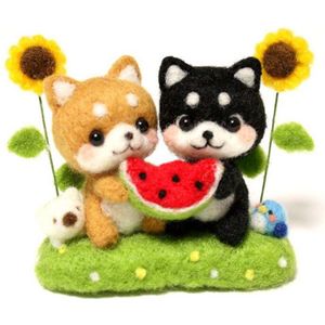 Fun Ambachtelijke Speelgoed Wolvilt Animal Shiba Inu Broche Sieraden Onvoltooide Materiaal Set Diy Passerende Tijd Handgemaakte Speelgoed Materiaal Set