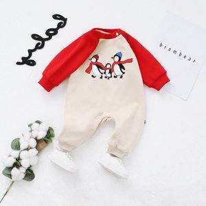 Pasgeboren Baby Romper Unisex Baby Jumpsuits Pinguïn & Dinosuar Familie Print Schattige Babykleertjes Kinderen Kostuum Meisje Lente Outfit