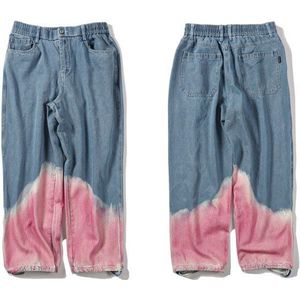 Gonthwid Tie Dye Kleur Blok Joggers Harem Cargo Denim Jeans Streetwear Heren Hip Hop Harajuku Casual Baggy Jeans Broek Broek