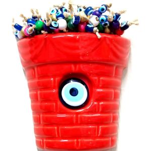 Keramische Evil Eye Kralen Rode Bloempot Muur Ornament