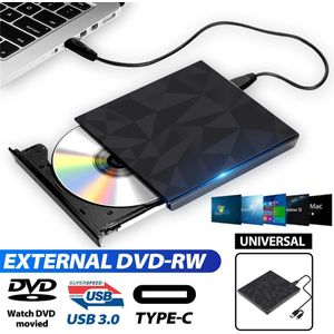 Usb 3.0 & Type C Dvd Drive, cd Brander Driver Drive-Gratis Hoge Snelheid Lezen-Schrijven Recorder, Externe DVD-RW Speler Schrijver Reader
