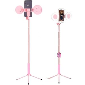 1.7 M Selfie Stok Telefoon Statief Met Dual Led Ring Licht Uitschuifbare Live Statief Stand Portret Vullen Licht Voor Iphone 7 8 Xiaomi