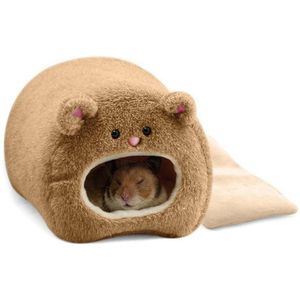 Ratten Hamster Winter Warme Opknoping Kooi Hangmat Schattige Beer Huis met Bed Mat voor Kleine Harige Dieren