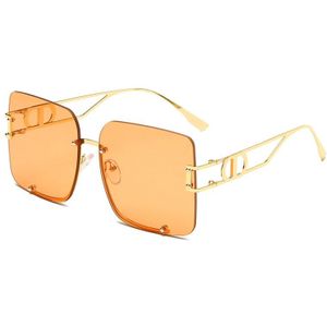 Vierkante Vissen Zonnebril Voor Vrouwen Vintage Randloze Snoep Kleuren Clear Lens Eyewear Mentale Frame Mannen Zonnebril