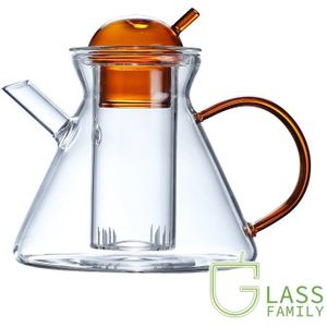 GF High Borosilicate Glass Teapot, Stovetop Tea Maker for Loose Leaf Tea with Removable Infuser and Lid, Coffee Pot 500ml