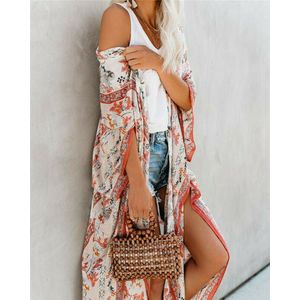 Vrouwen Zomer Bekini Set Zwemmen Pak Cover Up Bloemen Open Stitch Lange Lengte Beach Cover Up