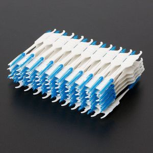 20-200 Stuks Dubbele Floss Hoofd Mondhygiëne Dental Siliconen Rager Tandenstoker 50JF
