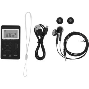 Mini Radio Draagbare Am/Fm Dual Band Stereo Pocket Radio Ontvanger Met Lcd Display & Oortelefoon & Oplaadbare Batterij