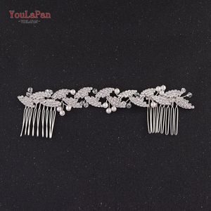 Youlapan HP251 Bruiloft Haar Kam Bruids Hoofddeksel Bruiloft Haar Clips Hoofdband Bruids Haar Kam Zilver Strass Haar Kam