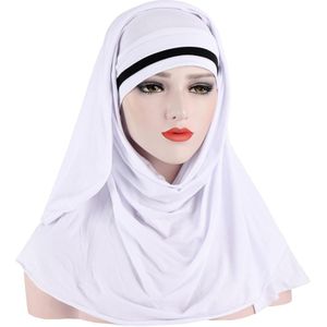 Twee Stuk Pak Vrouwen Moslim Hijab Sjaal Met Underscarf Cap Islamitische Kleding Maleisië Hijaabs Klaar Te Dragen Vrouwelijke Tulband Sjaal