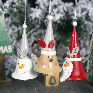 Mode Ijzer Geschilderd Patroon Kerstman Hoorn Bell Party Kerst Raam Deur Tafel Kerstboom Decoraties Bell