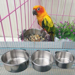 Roestvrij Staal Papegaai Vogel Feeders Voedsel Water Voeden Vogel Cups Met Klem Parkiet Kooi Stand Houder Vogel Benodigdheden