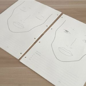 A4 Facechart Papier Make Notebook Professionele Make-Up Artist Practice Template Make Up Tekening Boek, 30 Vellen Papier