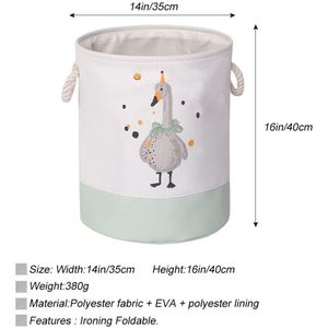 EVA Canvas Stof Ronde Inklapbare Wasmand Vuile Kleren Organisator Speelgoed Opbergdoos Bin Emmer Wasmand Met Handvatten 1pc