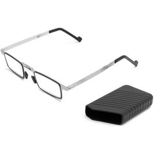 Modieuze Mini Folding Leesbril Voor Mannen Anti-Blauw Licht Verziend Glazen Opvouwbare Full Frame Metalen Zwart Met Case