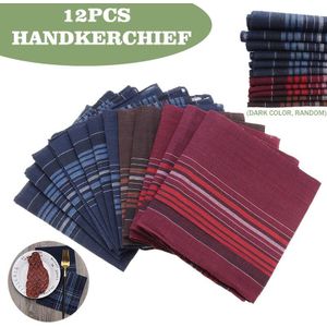 12Pcs Gentlemens Zakdoeken Mens Zakdoeken Cotton Blend Suits Pocket Plein Voor Mannen Business Borst Handdoek Plaid Hanky