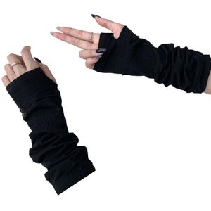 Black Punk Gothic Vrouwen Sport Outdoor Elleboog Lengte Mouw Cool Stretch Karakter Arm Warmer Bescherming Para Lange Handschoen Dunne