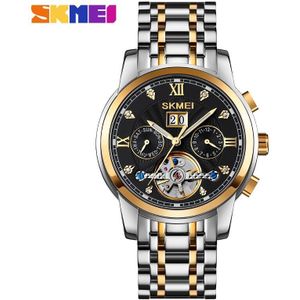 Skmei Week Datum Maand Tijd Tourbillon Automatische Mechanische Mannen Horloges Lichtgevende Handen Klok Casual Man Horloge M029